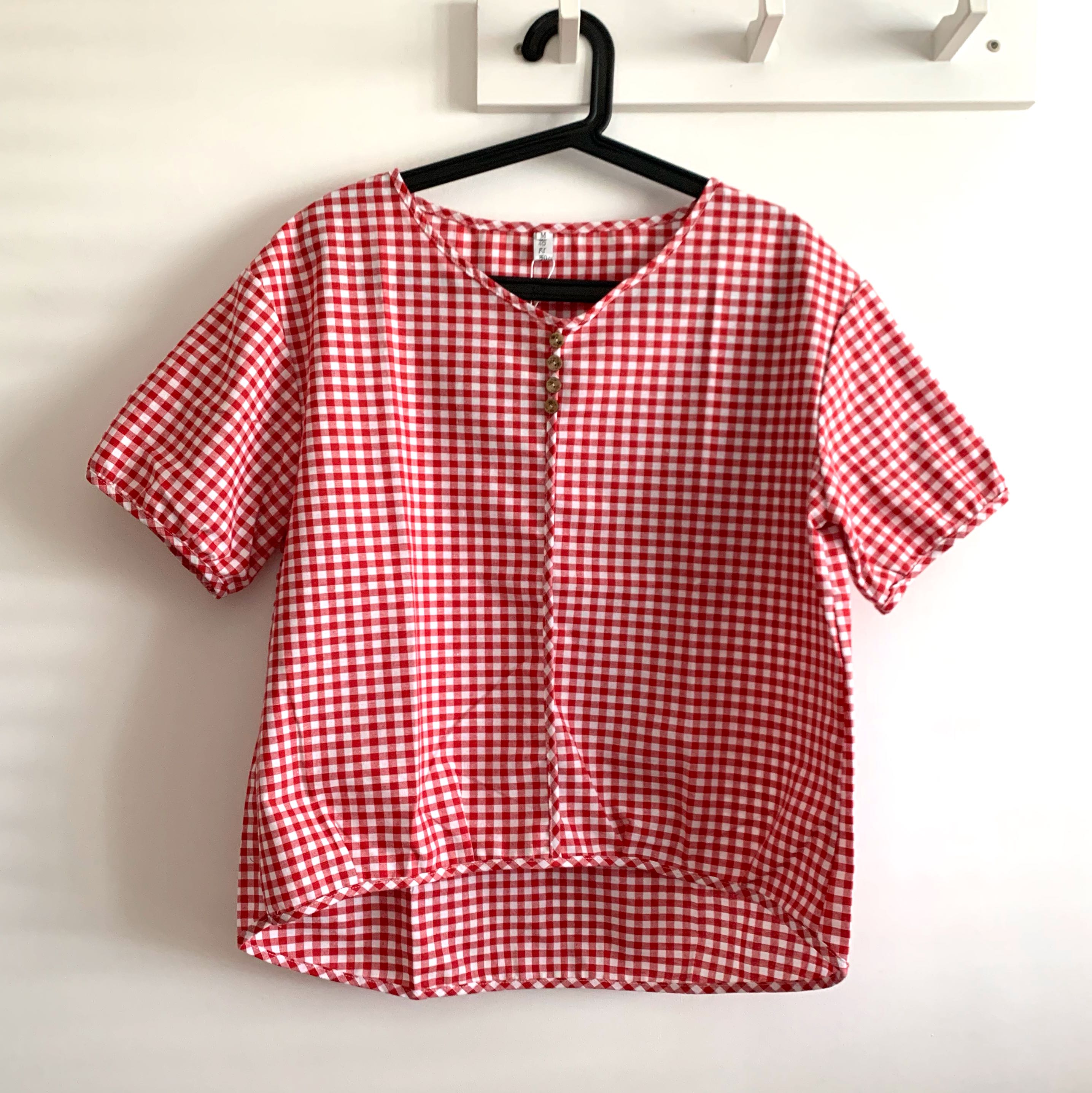 Red and white checked blouse Sale