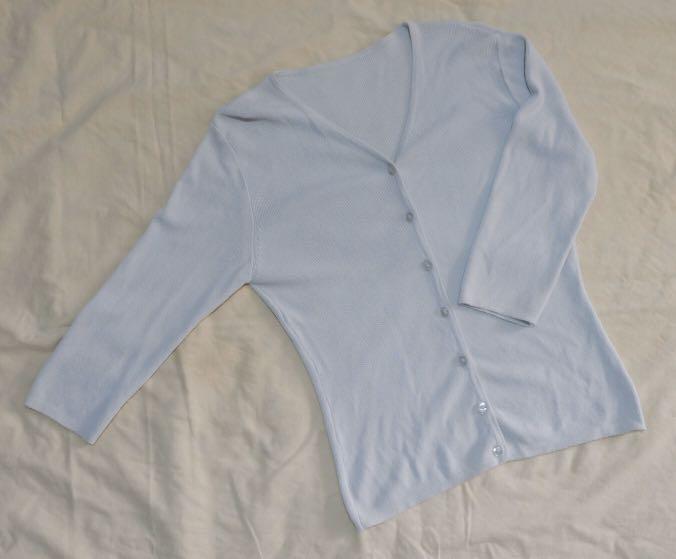 Powder Blue Cardigan Top (Category: Others Tops) located in Manila. Submitted by jas_7 (Listing ID 255901978, Image 3). Description: Powder Blue Cardigan Top - best fits S-M - no flaws #holiday300.
