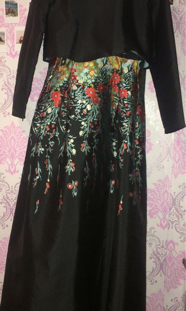 zalia jacquard double layer dress