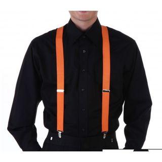 Orange suspenders with matching bowtie