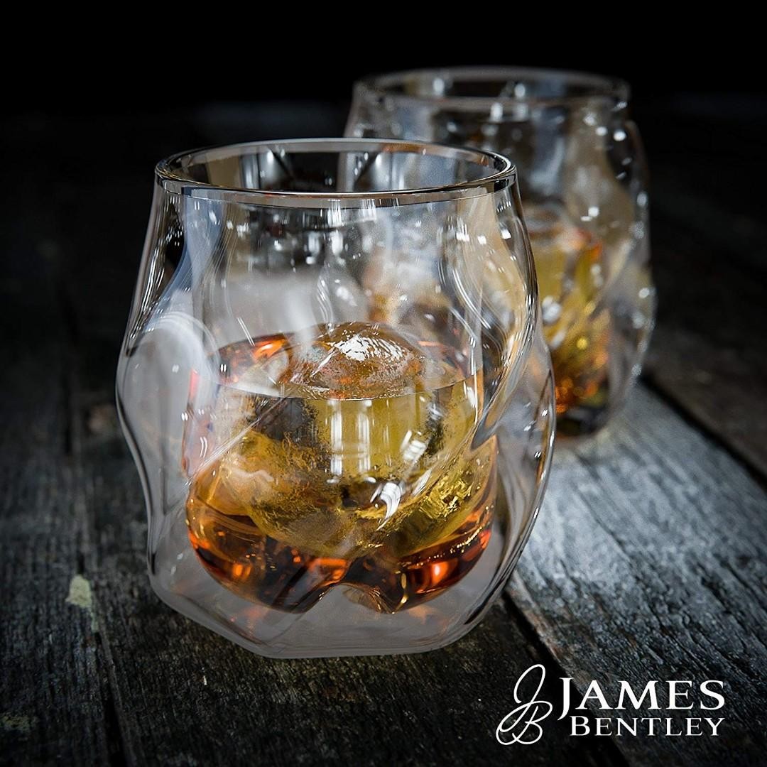 James Bentley Whiskey Glasses Setfree Sphere Ice Ball Mold X2 for