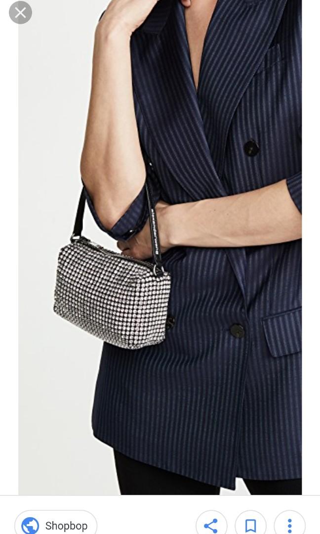 Alexander wang rhinestone chain mesh pouch Women s Fashion Bags