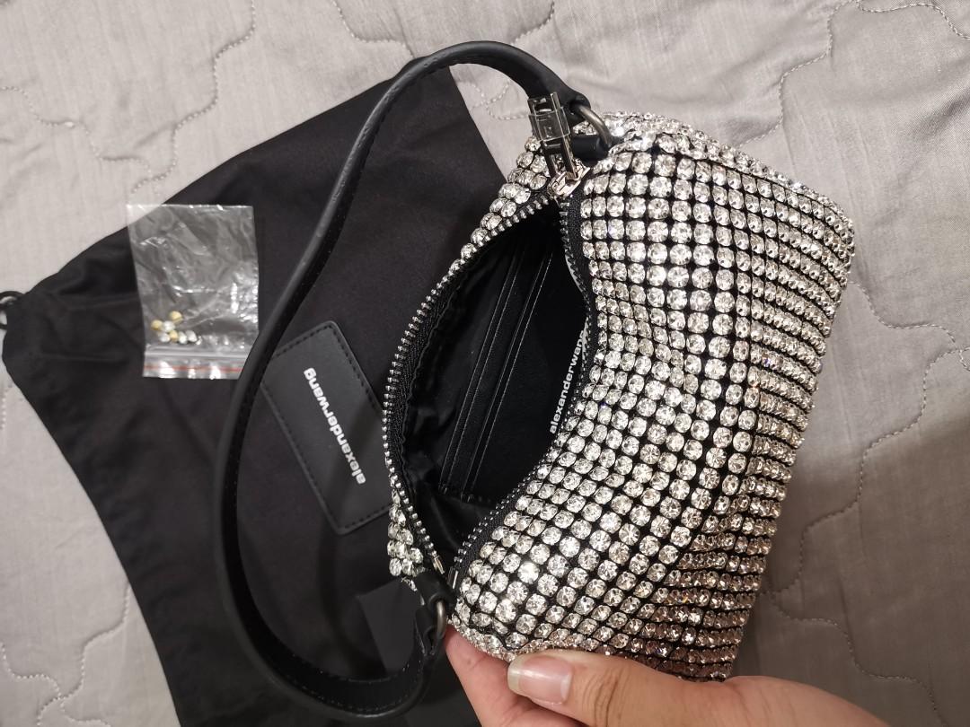 Alexander wang rhinestone chain mesh pouch Women s Fashion Bags