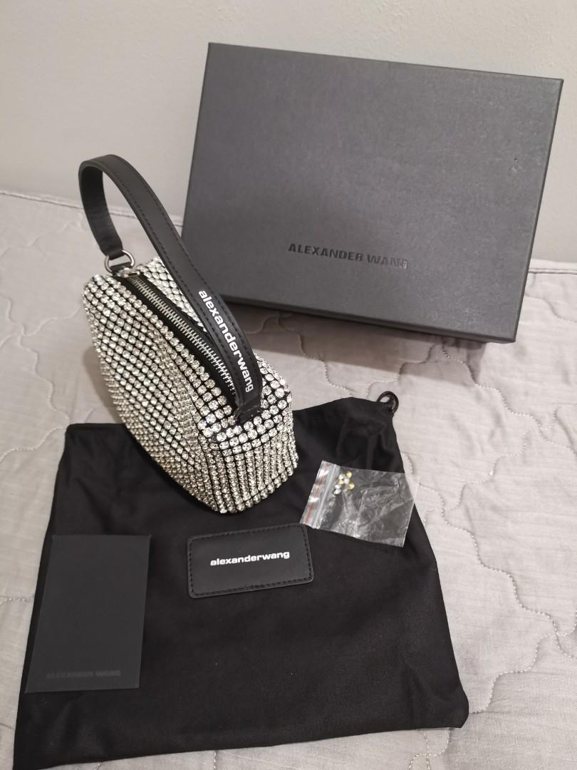 Alexander wang rhinestone chain mesh pouch Women s Fashion Bags