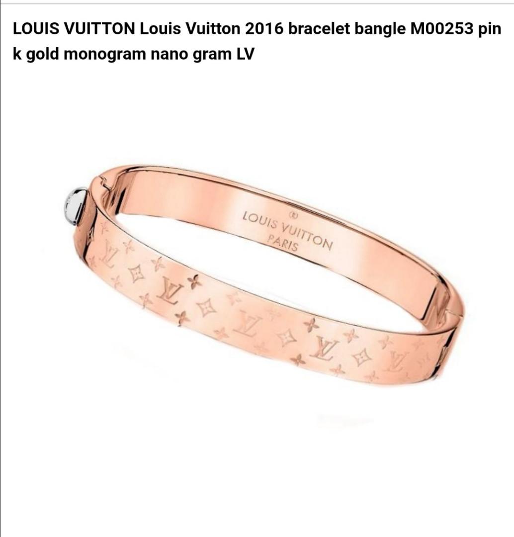 Authentic Louis Vuitton Nanogram Cuff Bangle Bracelet Size M Gold