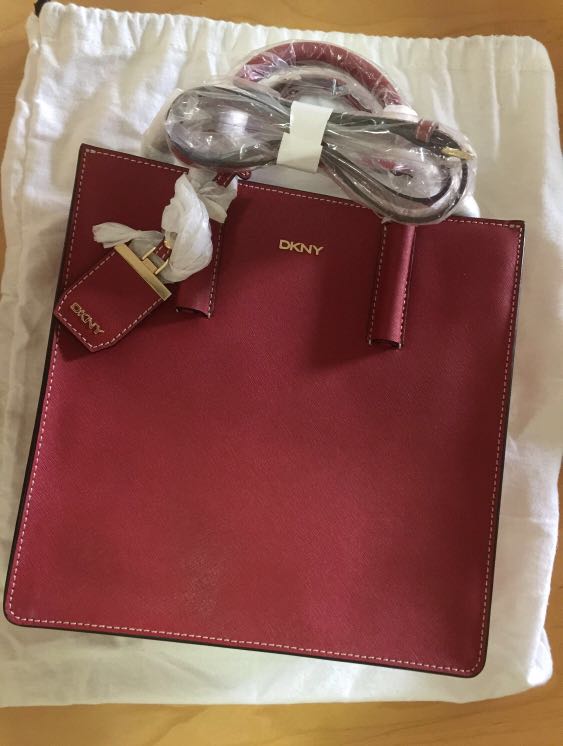 Dkny red tote bag sale