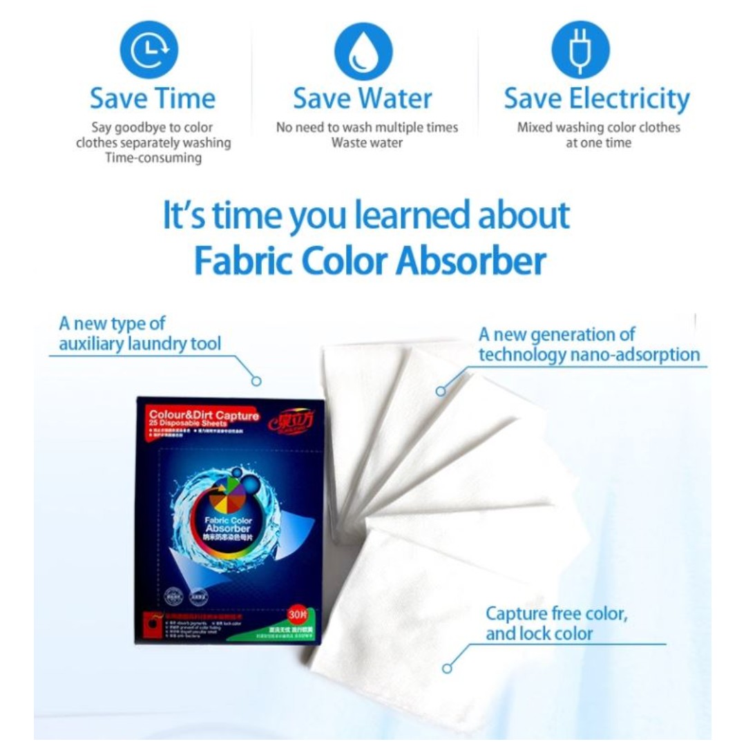 Fabric Color Absorber Sheets Mixed washing colour Dye capture laundry