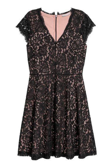 Black lace dress deals with pink underlay