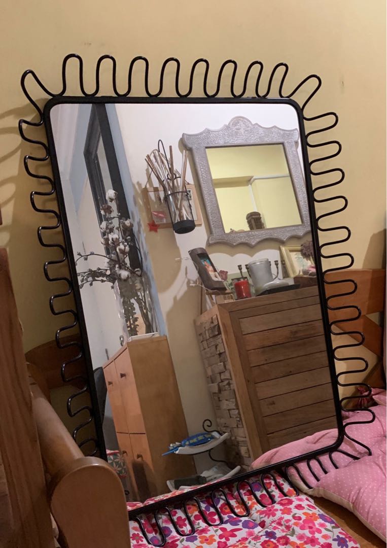 IKEA wall mirror black metal frame, Furniture & Home Living, Home