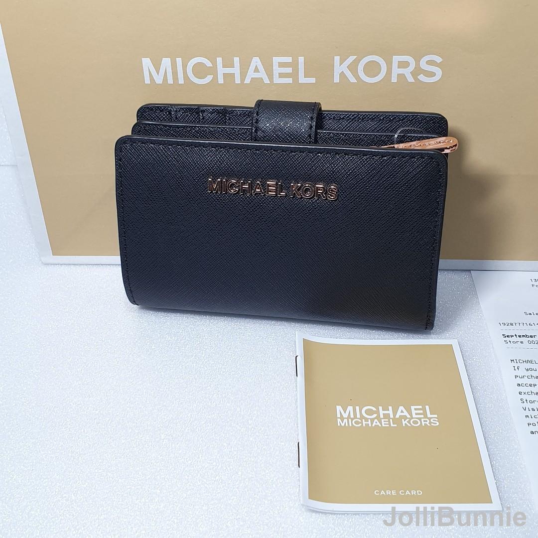 MICHAEL KORS Jet Set Travel Bifold Zip Coin Wallet Black 35T9RTVF2L michael kors wallet