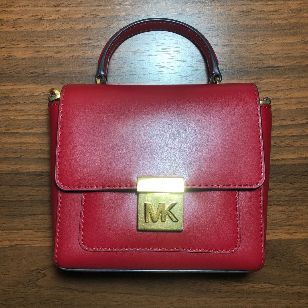 MK MINDY CONY TH SCARLET LEATHER CROSSBODY BAG