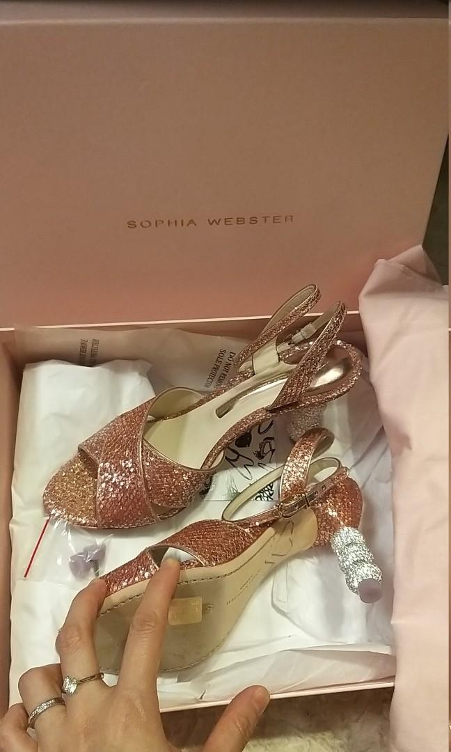 SOPHIA WEBSTER Natalia crystal embellished heel glitter sandals in