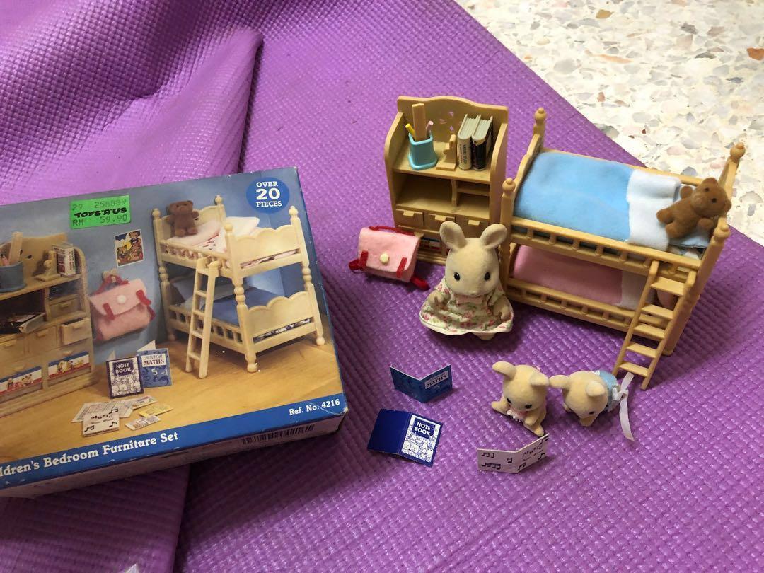 Sylvanian Families Children S Bedroom Furniture Set And 3 Rabbit Figures Toys Games Other Toys On Carousell