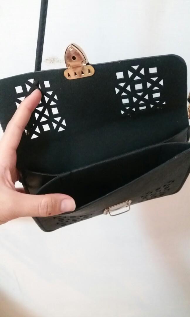 Tas Sling Bag Small / Tas Tali Kecil Mini Hitam tas kondangan pouch cluth, Luxury, Bags