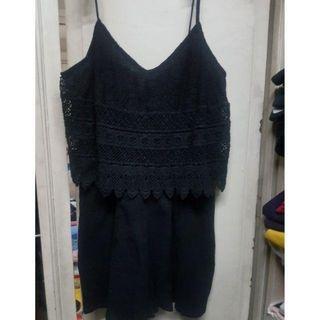Topshop Crochet Layered Playsuit