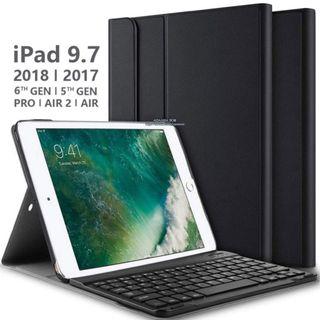 Apple iPad 9.7" Keyboard Folio Case Cover ⌨ 三合一 智慧 藍芽鍵盤 支架 筆記式保護套 Bookcover Stand Slim Shell Cover Detachable Wireless Keyboard Auto Wake/Sleep BLACK