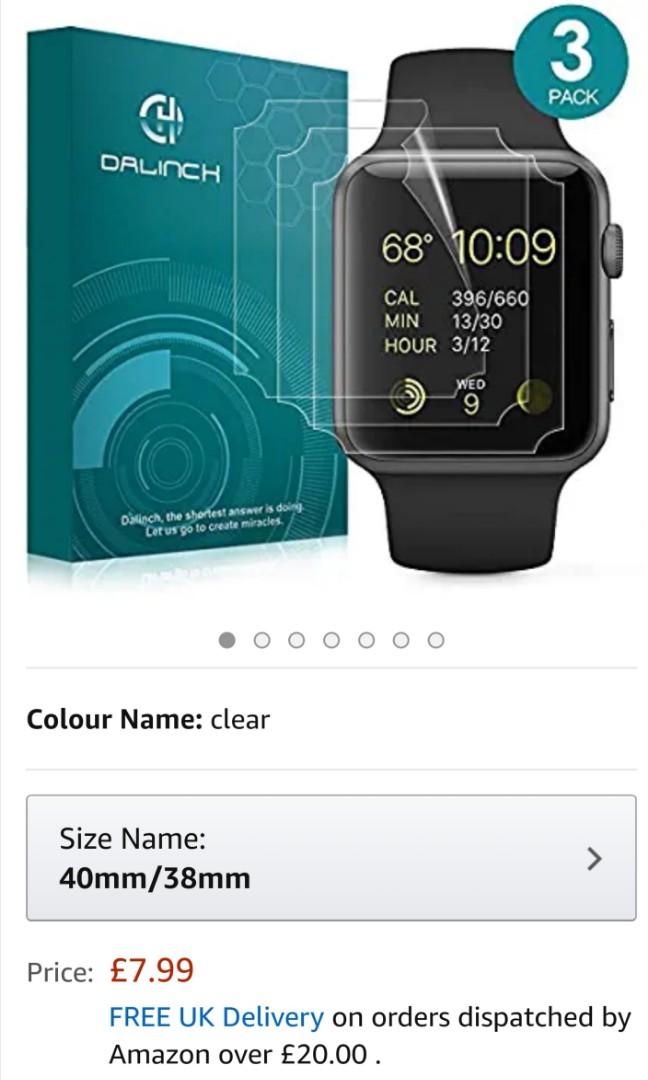 Apple watch screen protector from u. S (Category: Monitor Screens) located in Cebu City. Submitted by trishastoys (Listing ID 256086603, Image 1). Description: Apple watch screen protector From u. S 3packs for 1box Dalinch Compatible with iWatch 40mm 38mm Screen Protector Series 4 3 2 1,[3Pack] Wet Applied Anti-Bubble TPU Film for iWatch 40mm 38mm Hermès/Nike+.
