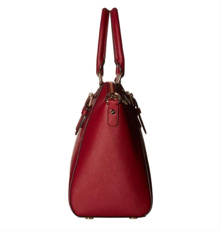 AUTHENTIC MICHAEL KORS Ciara Large Top Zip Saffiano Leather Satchel Maroon