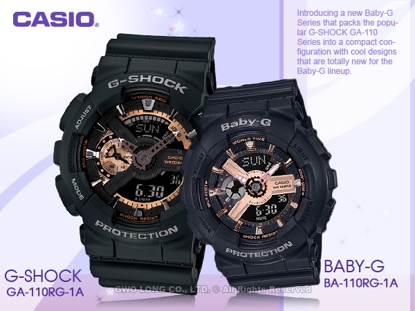 Casio GA 110RG 1A BA 110RG 1A G Shock Baby G Analog Digital