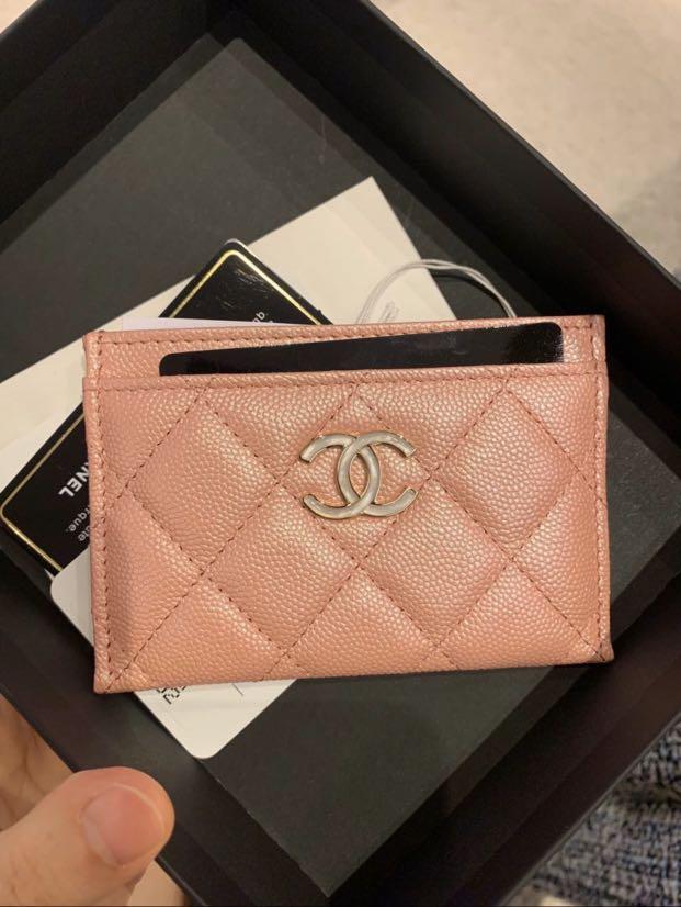 Brand New Chanel 19S Card Holder Case Iridescent Pink