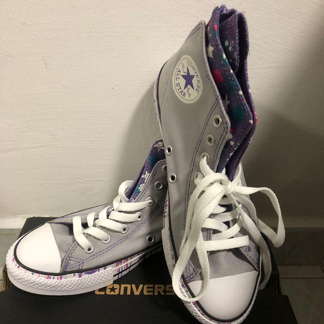 Converse Shoes (Junior) grey/purple 