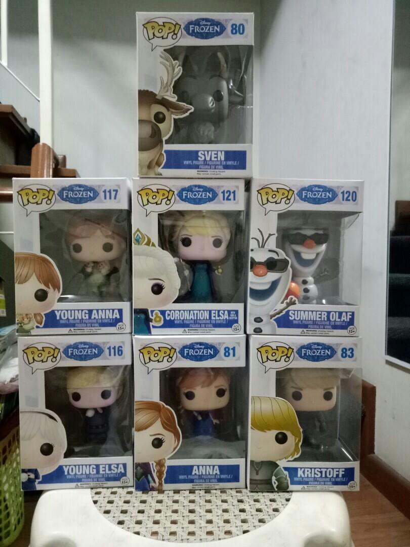 Frozen Set (Category: Figurines & Statues) located in Manila. Submitted by sofielao (Listing ID 168008427, Image 1). Description: 9-10/10 box condition rfs: decluttering the anna have painting sa face the little anna her doll's eyes have problem when I bought it but if your going to display it. It is unnoticeable. + 50 for hf if 2 or more pops it will be 100 for the hf.