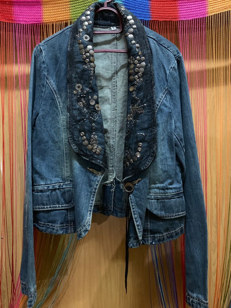 Jeans Jacket, Women's Fashion, Tops, Longsleeves on Carousell