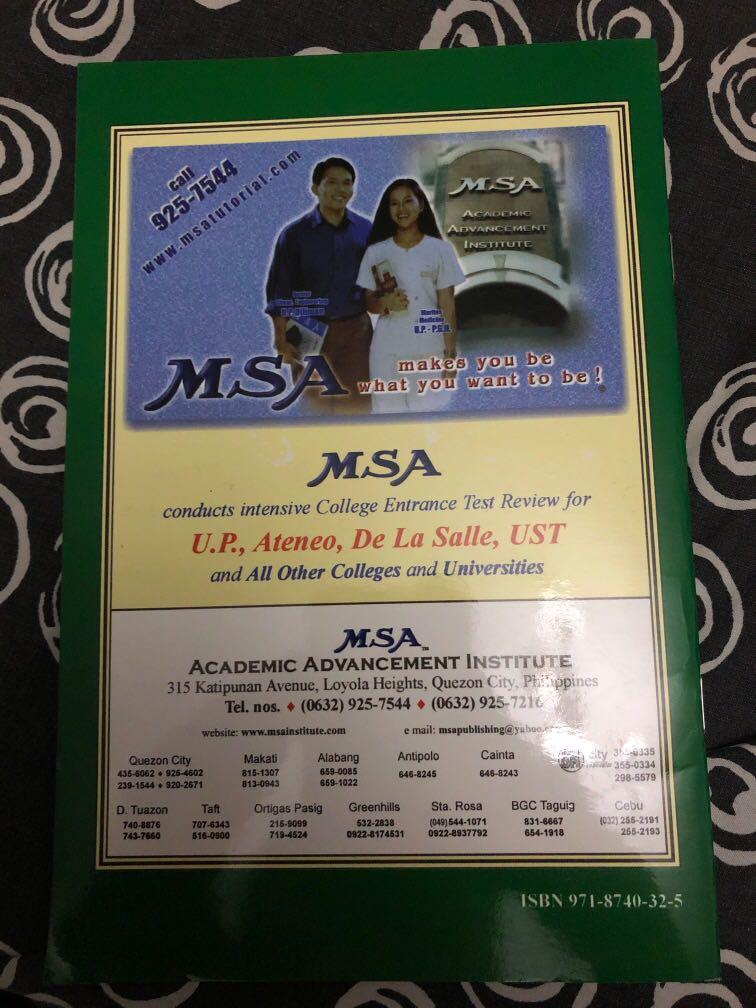 MSA CETs Review Books (bundle) (Category: Textbooks) located in Quezon City. Submitted by prebym (Listing ID 256201299, Image 2). Description: College Entrance Tests Reviewer & Review Questions 2 (mathematics answer key) rfs: not being used anymore senior high school ACET ateneo DCAT la salle UPCAT up university of the philippines ua&p USTET ust english math science general information abstract reasoning logical reasoning patterns numerical abili