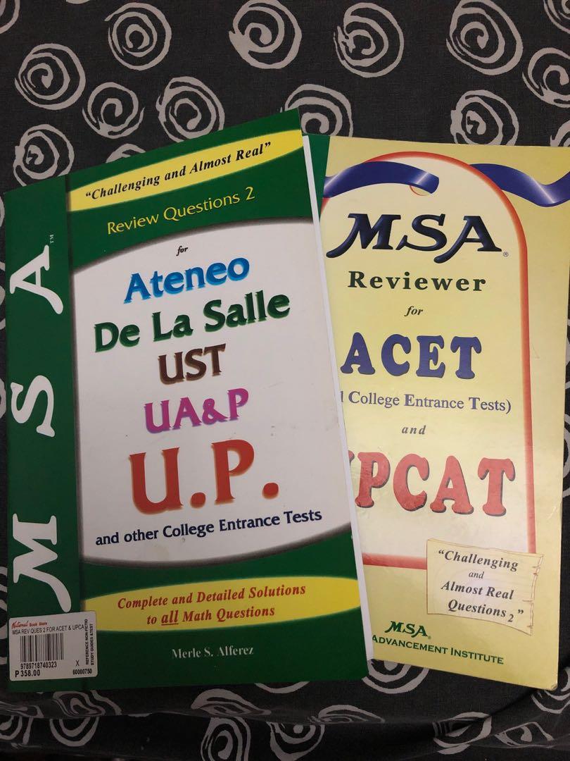 MSA CETs Review Books (bundle) (Category: Textbooks) located in Quezon City. Submitted by prebym (Listing ID 256201299, Image 1). Description: College Entrance Tests Reviewer & Review Questions 2 (mathematics answer key) rfs: not being used anymore senior high school ACET ateneo DCAT la salle UPCAT up university of the philippines ua&p USTET ust english math science general information abstract reasoning logical reasoning patterns numerical abili