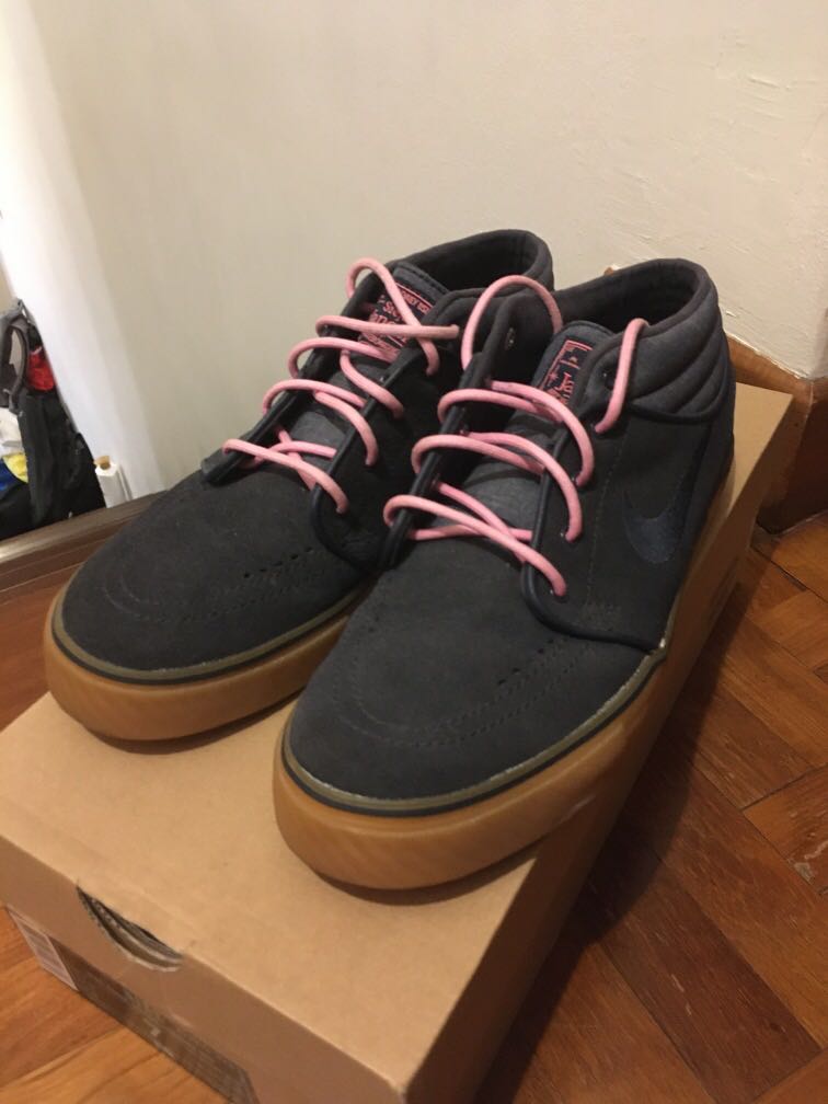 nike sb janoski pink & gum suede skate shoes