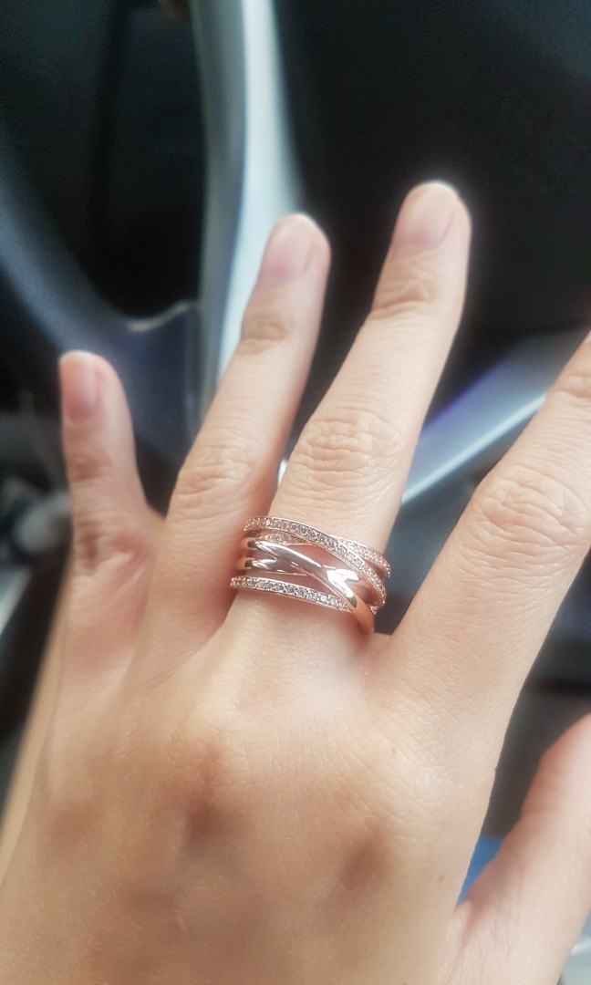 Pandora Rose Gold 14k Entwined Ring Women s Fashion Jewelry Organisers Bracelets on Carousell