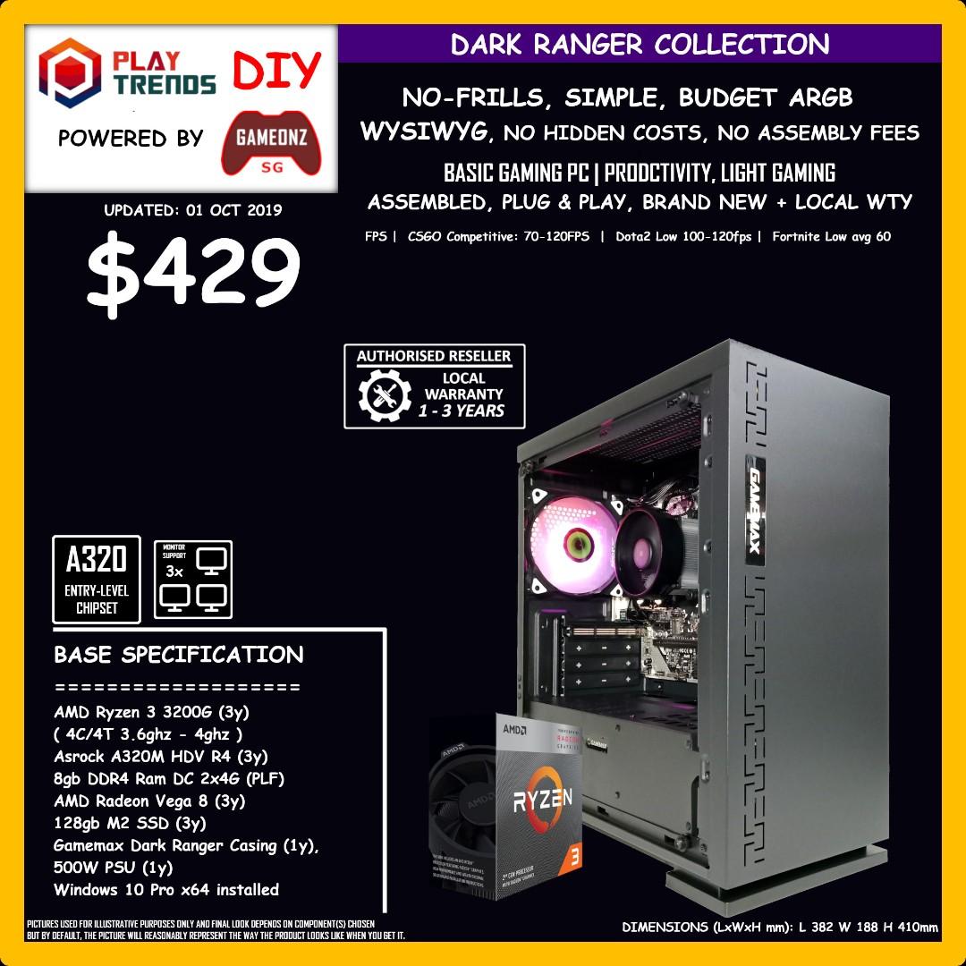 PROMO OCT 2019 HOLIDAY SALE AMD RYZEN BUILDS GAMING PC 3200G 3400G