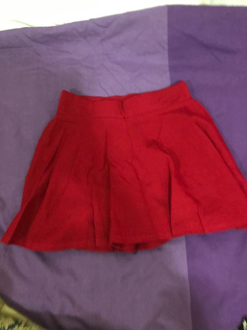Red Skater Skirt, Women's Fashion, Bottoms, Skirts on Carousell