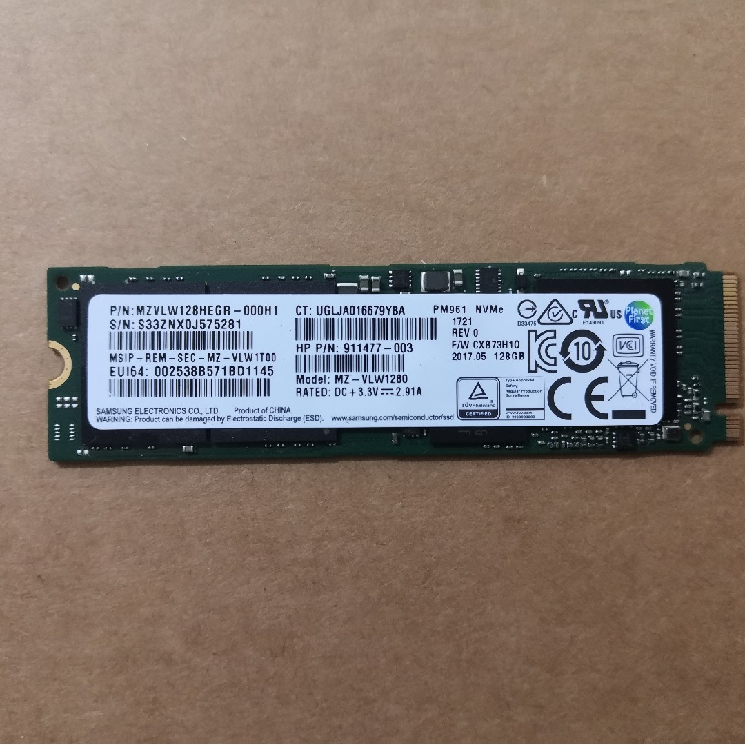 Samsung pm961 128gb clearance