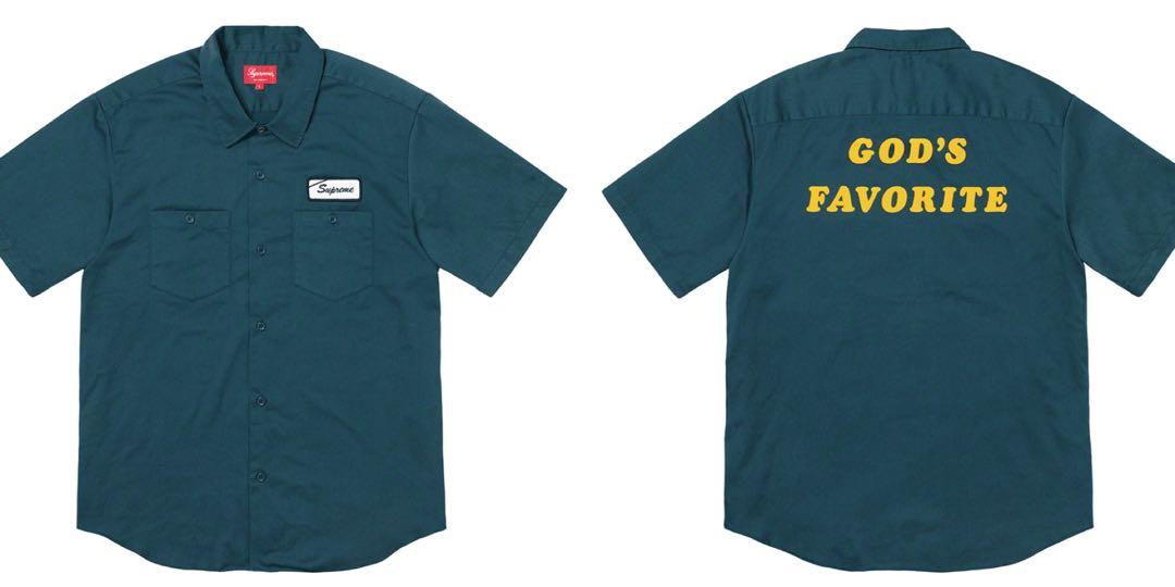 Supreme FW19 God's Favorite S/S Work Shirt 貼布 工作襯衫 短袖襯衫