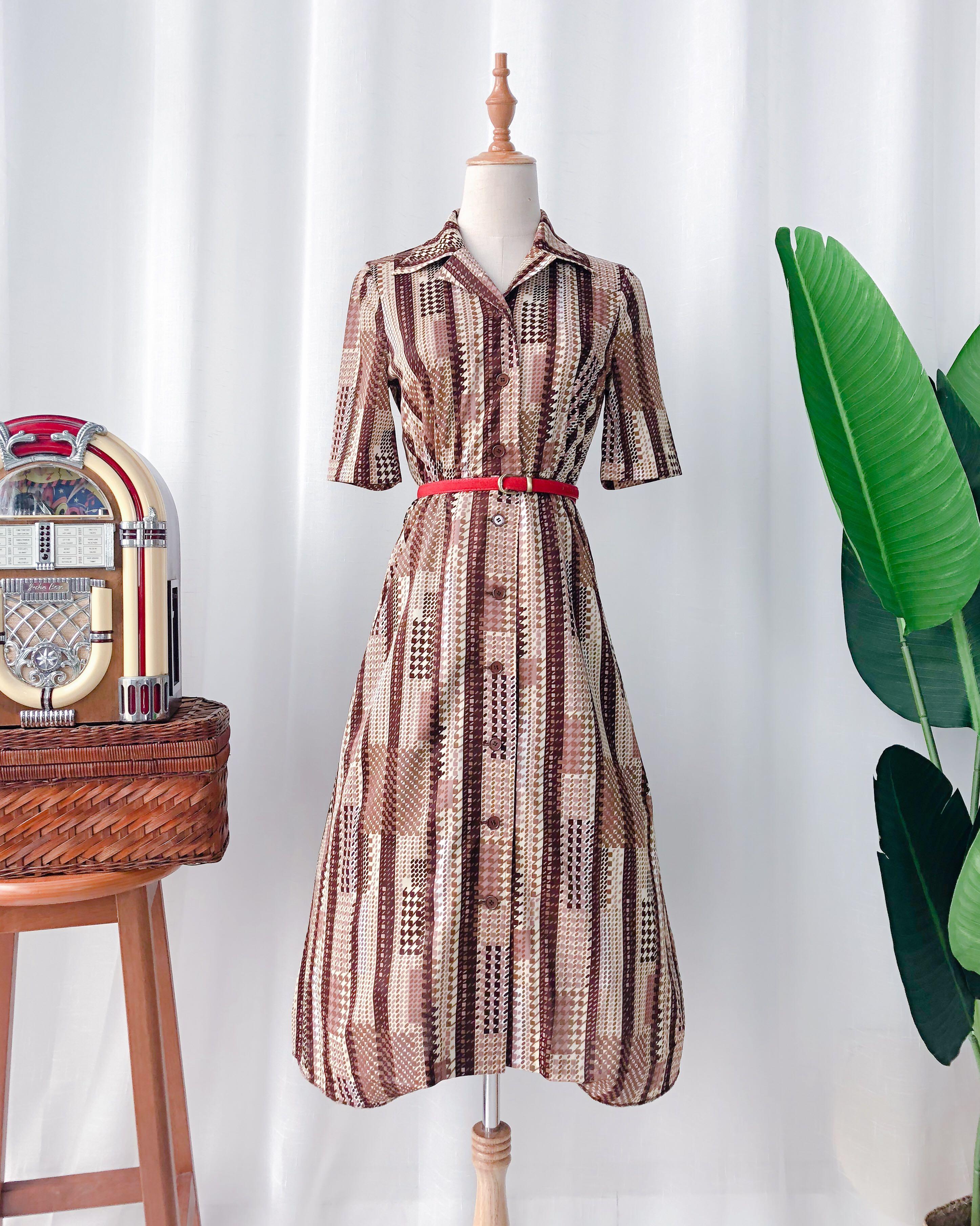 UK4-6 🍿 Vintage Midi Dress VD1711 