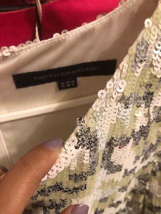 dress with sequins yellow and white ,silver
