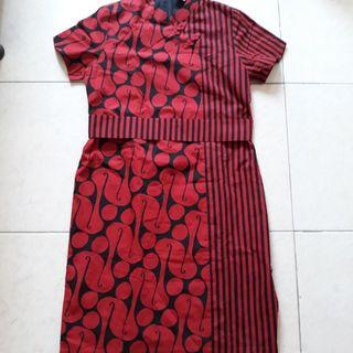 Dress Batik cantik  merah hitam