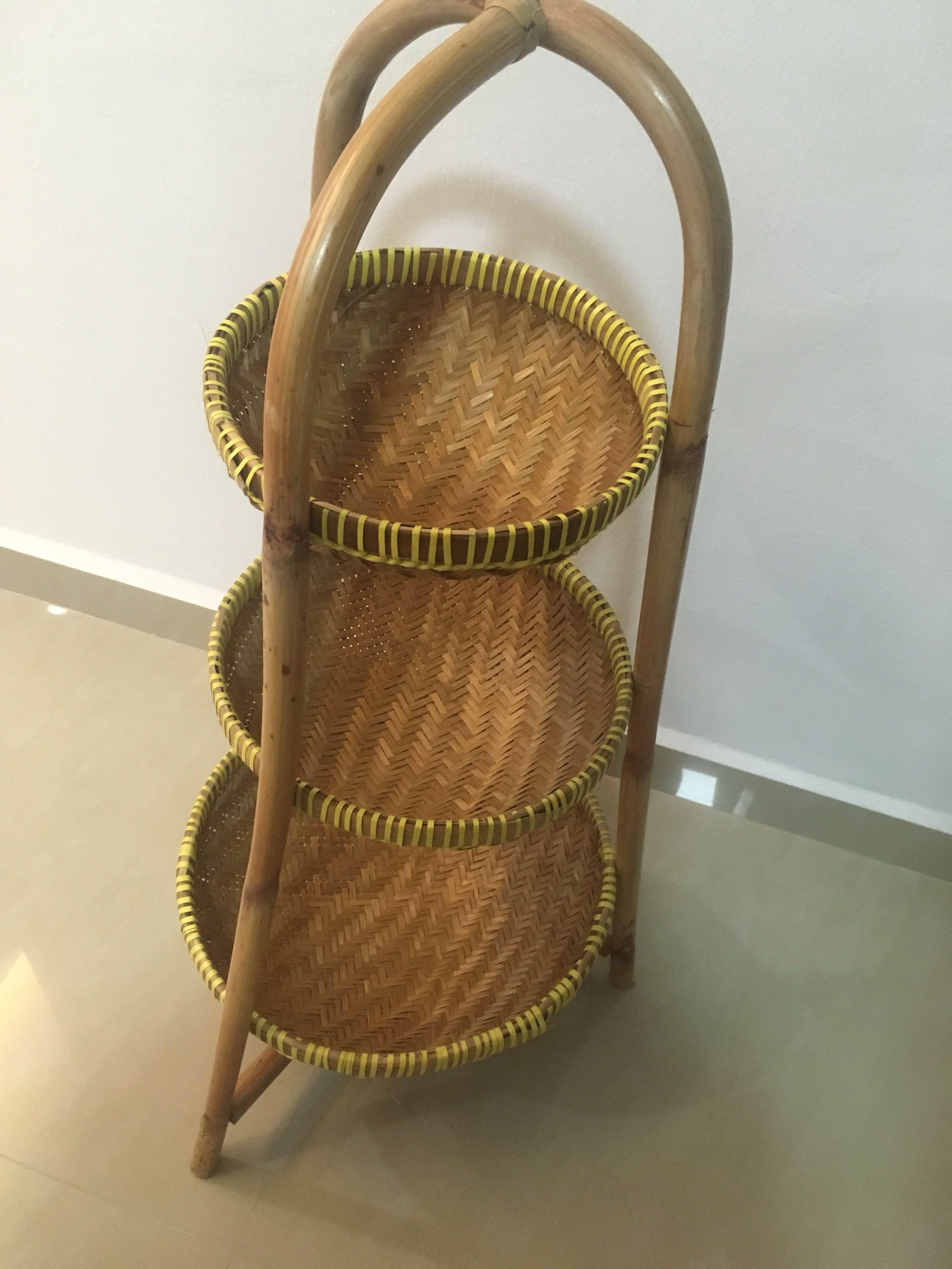3tiered rattan basket stand., Furniture & Home Living, Home