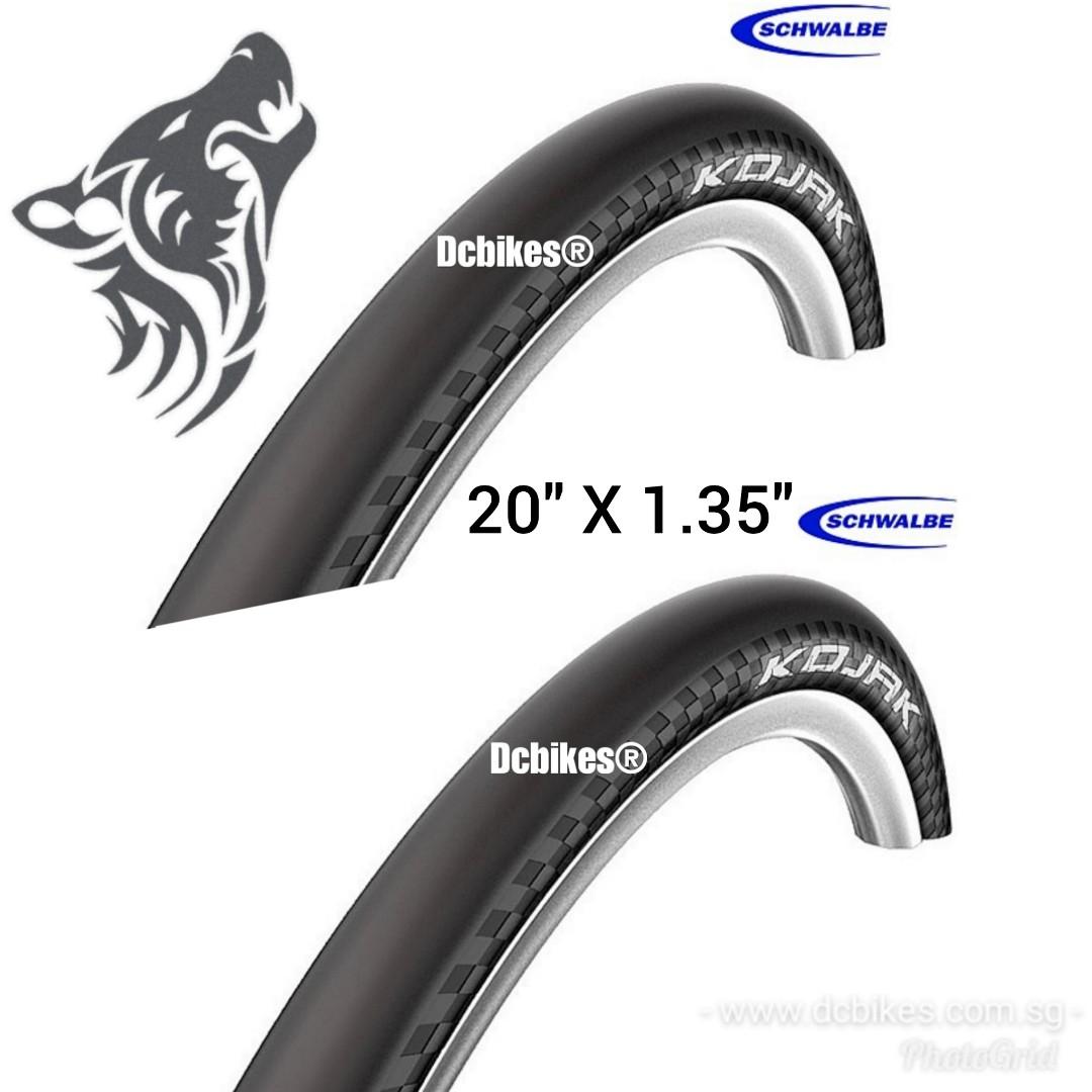 Schwalbe 20 X 1.35 Kojak RaceGuard Fast Rolling Foldie FOLDING Tyres Dcbikes 20 Inch Etrto 35 406 PRICE FOR 2 TIRES Sports Equipment Bicycles Parts Parts Accessories on Carousell