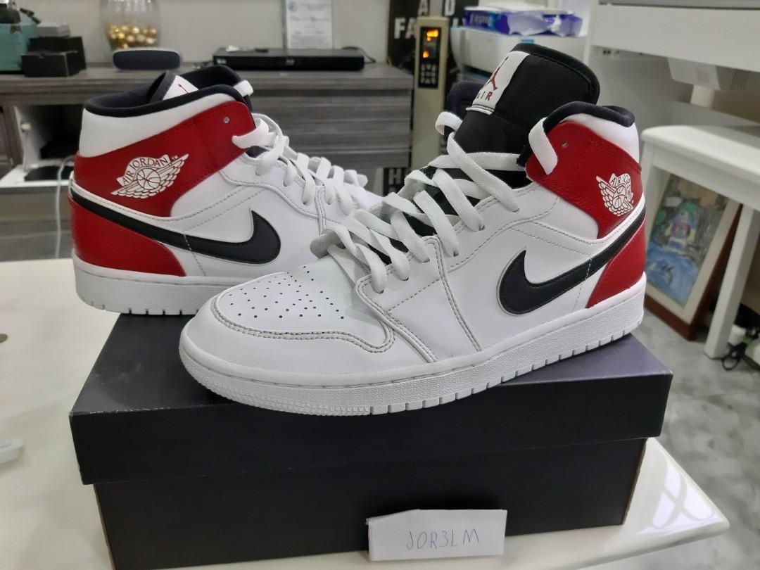 jordan 1 mid black white gym red