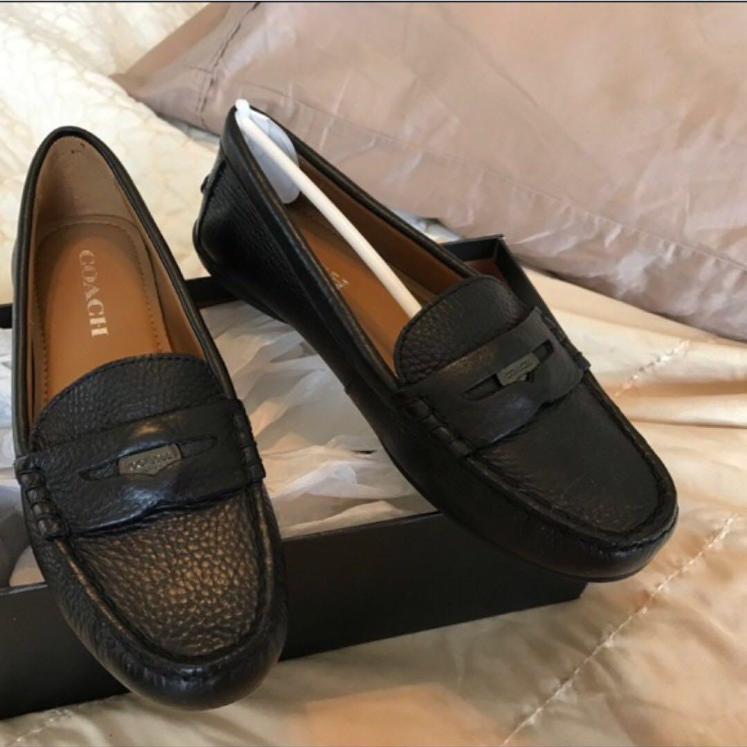 coach black penny loafers