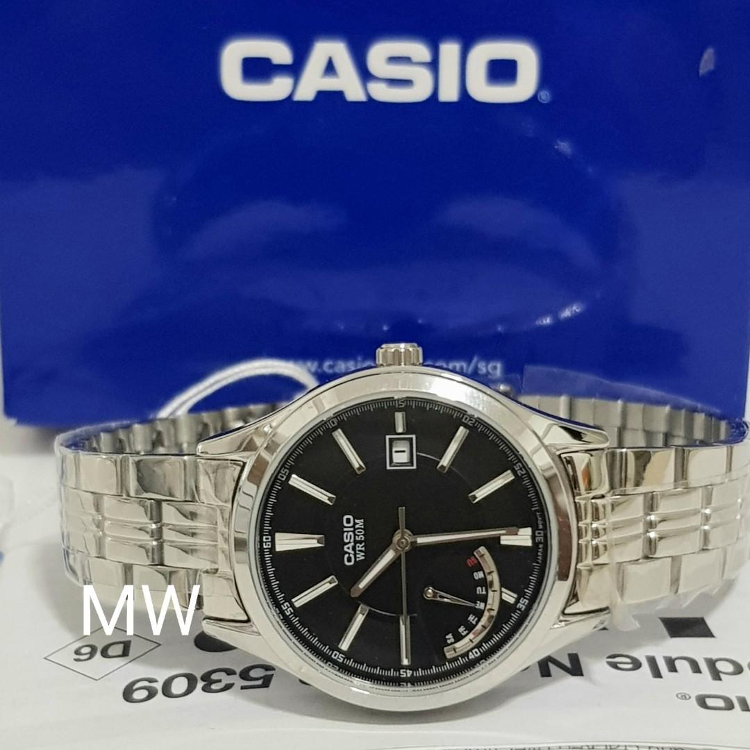 CASIO LTP E102D 1AV STANDARD analog retrograde date SS bracelet black Ladies watch