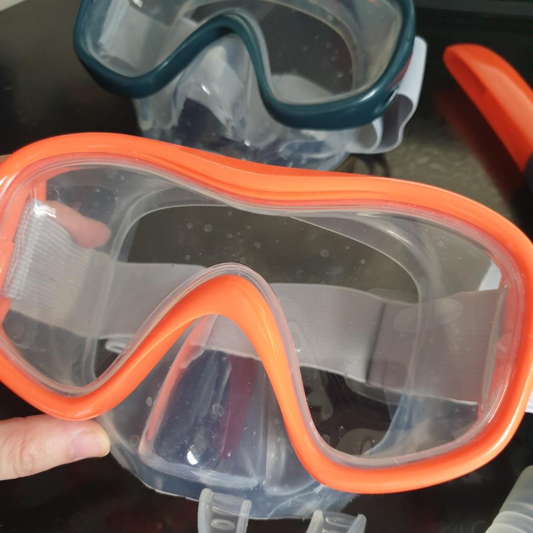 Decathlon 2 sets of swimming snorkeling and free diving adult mask 