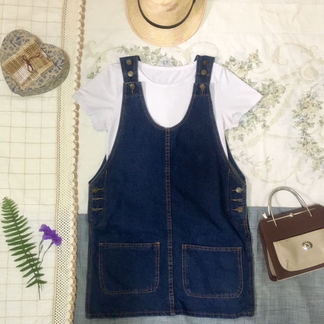 Denim jumper with inner, Women's Fashion, Dresses & Sets, Jumpsuits on ...