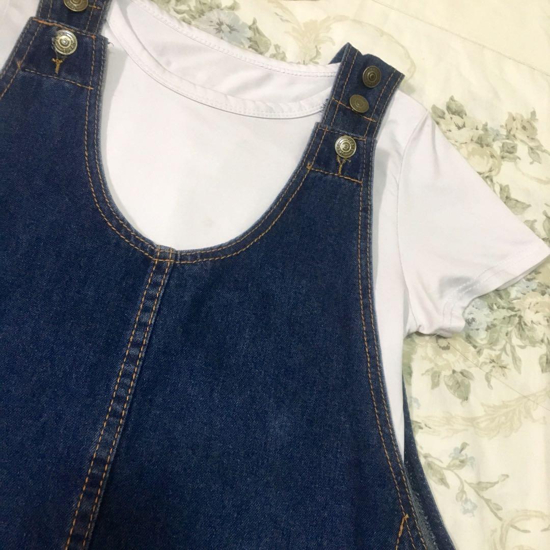 Denim jumper with inner, Women's Fashion, Dresses & Sets, Jumpsuits on ...