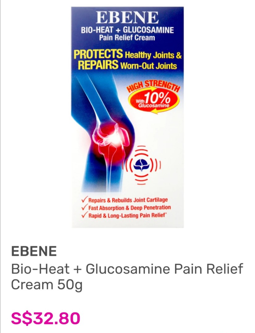 Ebene BioHeat + Glucosamine Pain Relief Cream 50g, Beauty & Personal