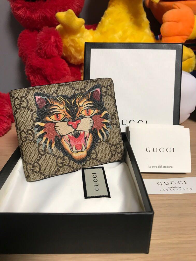 Final Ekstremt vigtigt uklar Gucci Angry Cat Wallet, Luxury, Bags & Wallets on Carousell