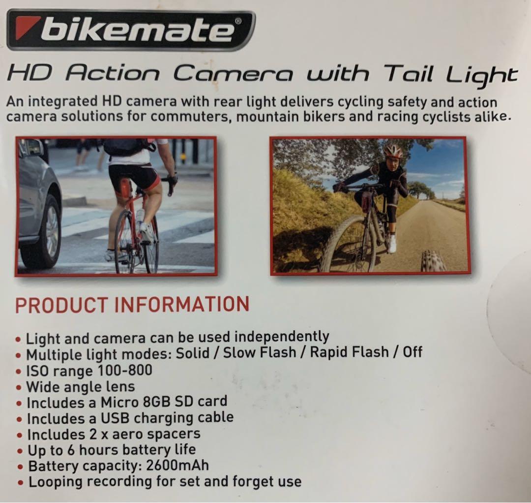 Bikemate hd action camera with cheap tail light