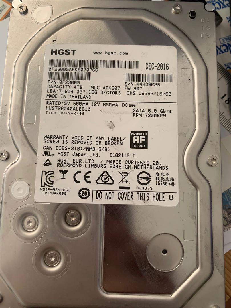 Hgst 4tb 3 5 Enterprise Hdd Electronics Computer Parts Accessories On Carousell